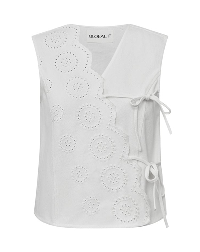 Global F - Ciana Scallop Top - White